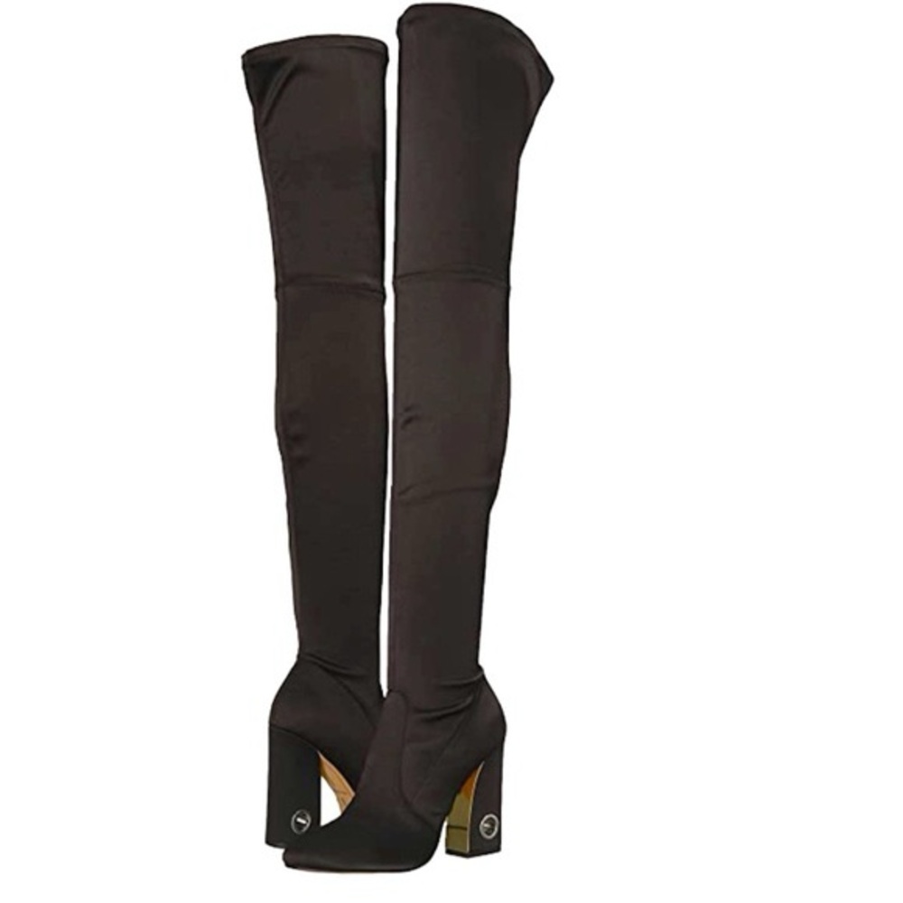 Satin Black Thigh High OTK boots